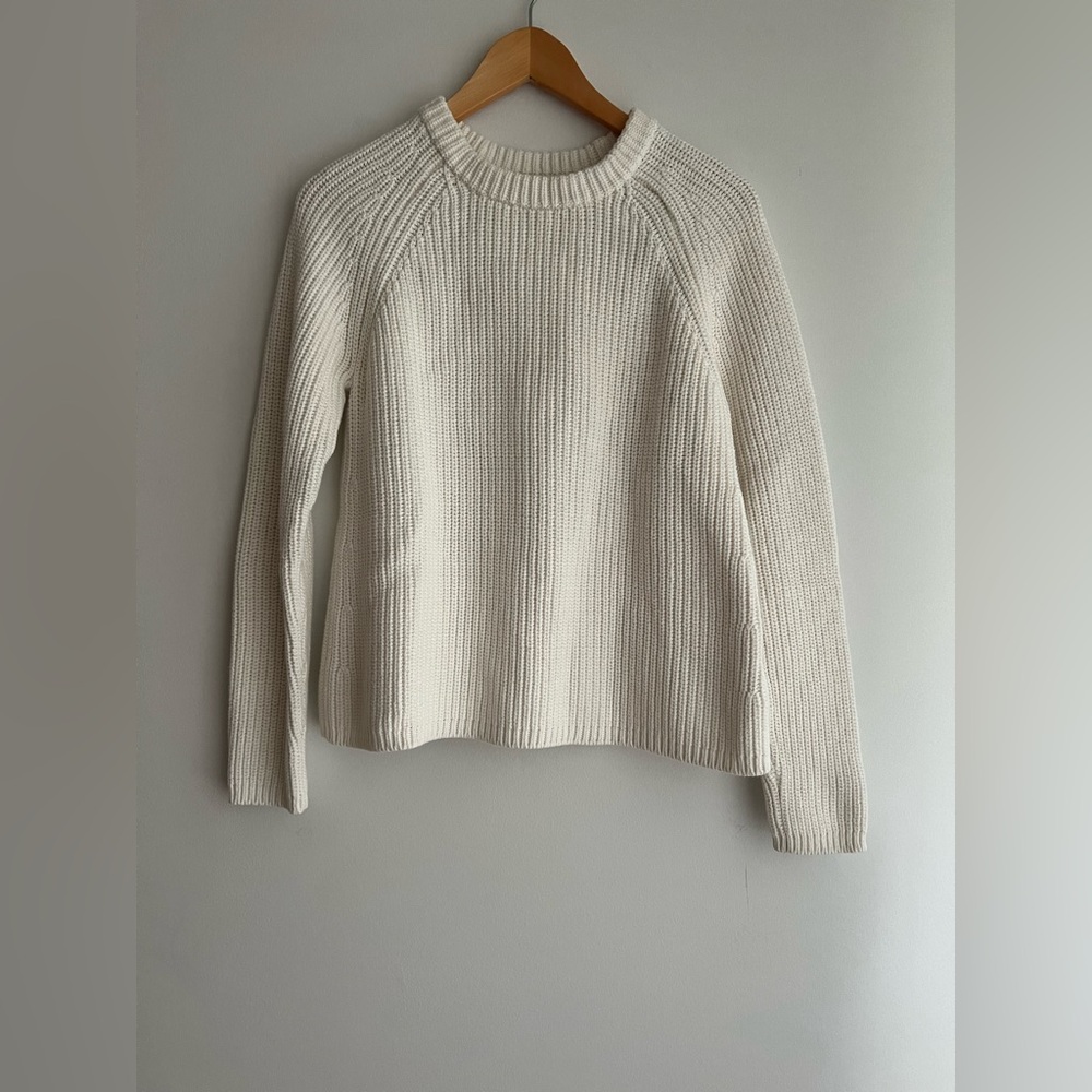 Quince 100% Organic Cotton Fisherman Crew Sweater Ivory small